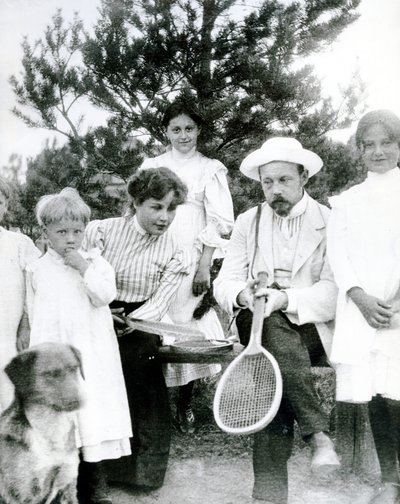 St Petersburg Residents Taking a Break from a Tennis Match, 1900 by Russian Photographer